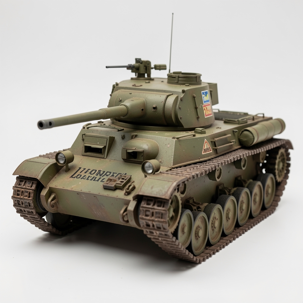 Kit de asamblare machetă tanc Tiger I din al Doilea Război Mondial la scara 1:35 marca Revell, cu detalii fine ale șenilelor și turelei